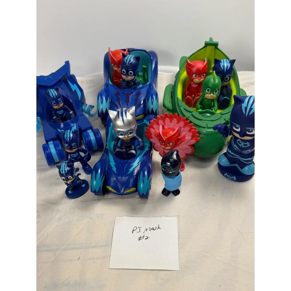 PJ Masks Toy Lot #2 Catboy Owlette Gekko Vehicles and Action Figures Set